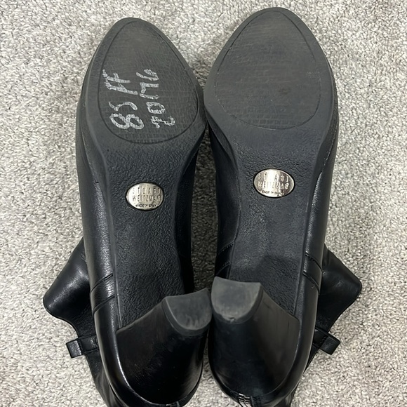 Stuart Weitzman Size 8.5 Black Leather Zip Up Heeled Ankle Boots - Picture 5 of 8